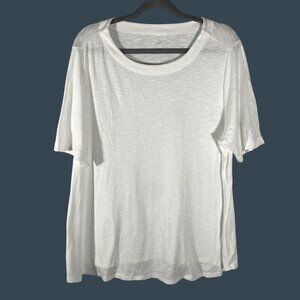 J.Jill White Pima cotton Slub Elbow Sleeve Tee XL neutral white light weight